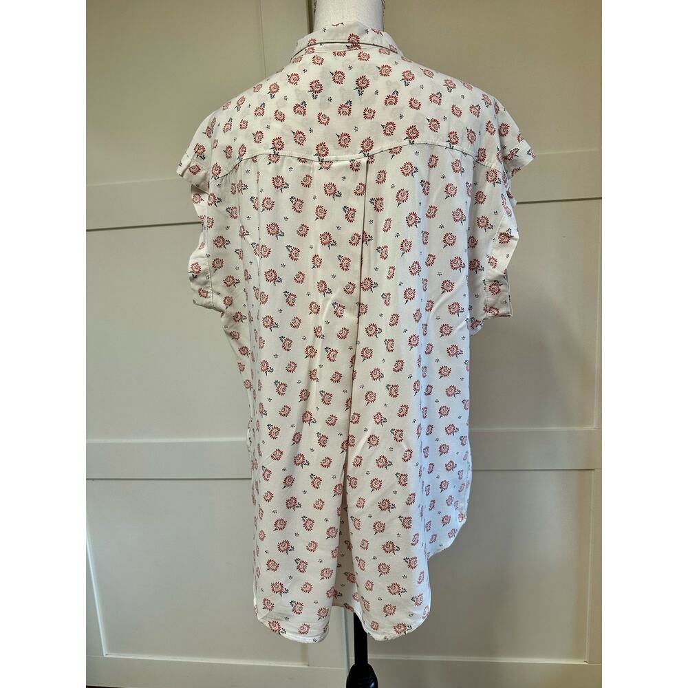 Jachs Girlfriend Womens Top Size‎ XL Floral Print Button Front Pockets Collared - Picture 2 of 6